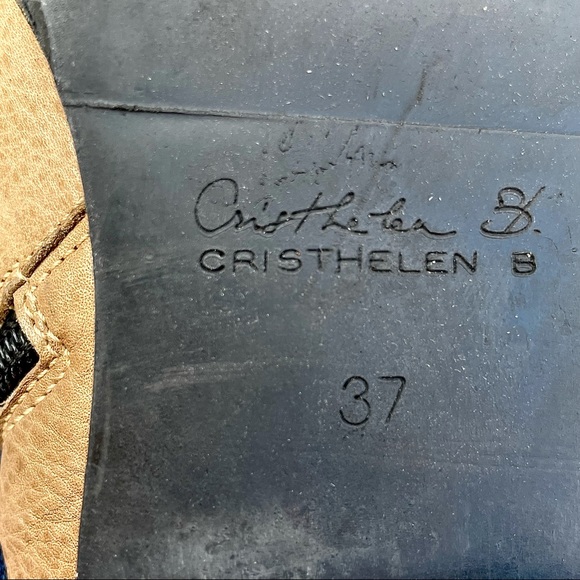 Cristhelen B.⭐️RARE⭐️Musette,Romania,Taupe Leather Lace-Up Buckle Boots Sz 6.5 - Picture 8 of 10